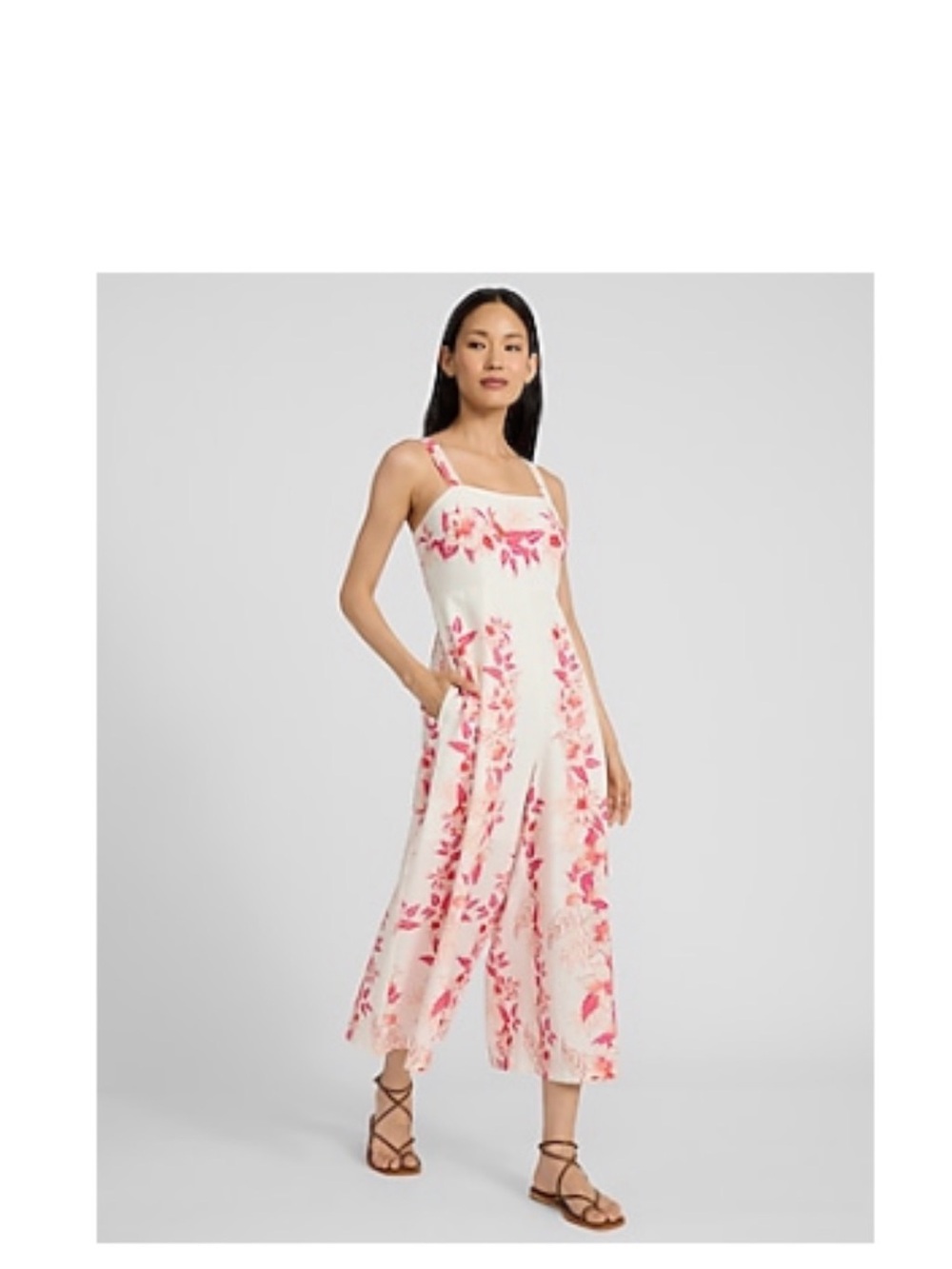 Express Pink Floral Wide-Leg Jumpsuit - Multi